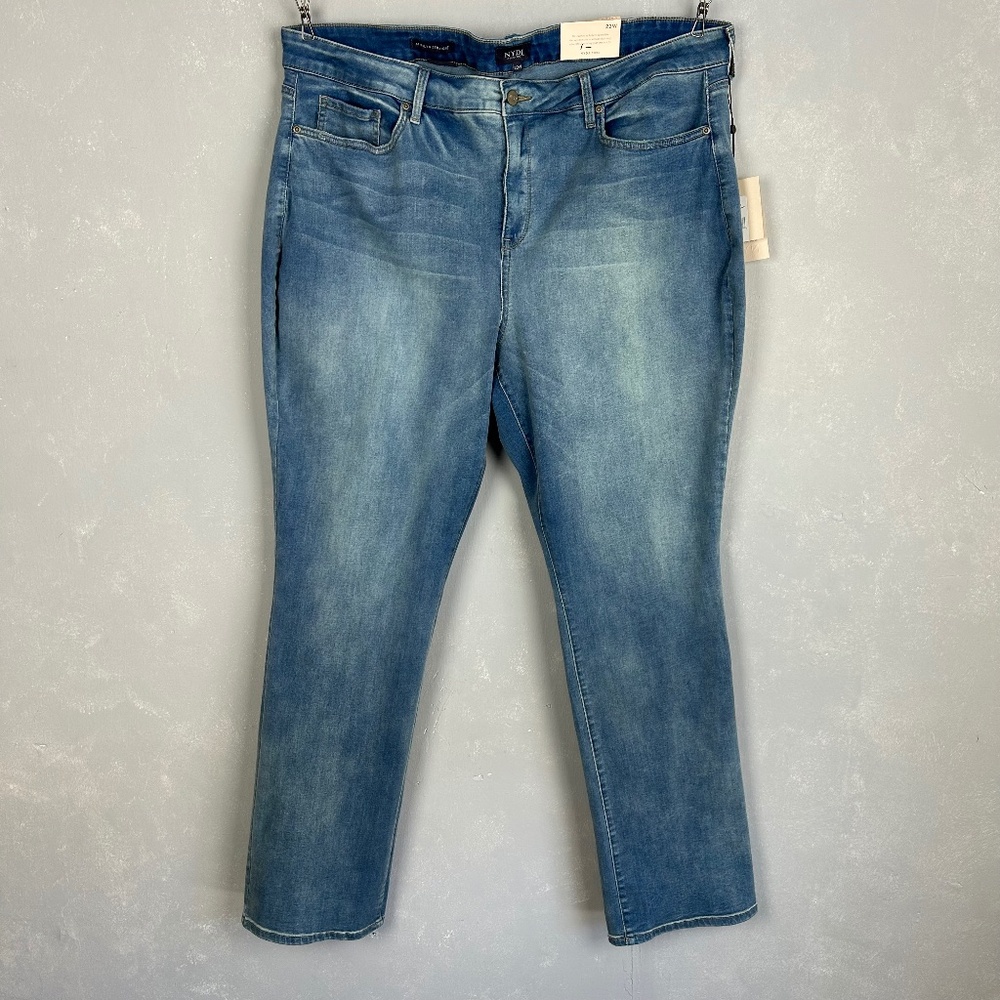 NYDJ plus size 22W Marilyn straight jeans Biscayne blue lift x tuck NEW